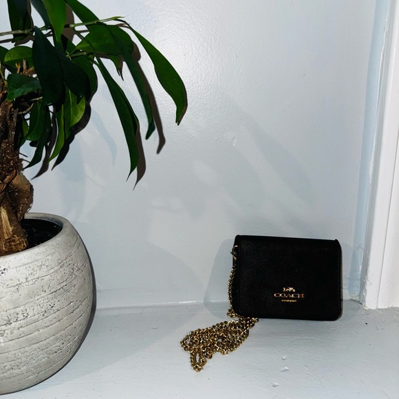 Coach Black Wallet with Gold Chain - Picture 1 of 3